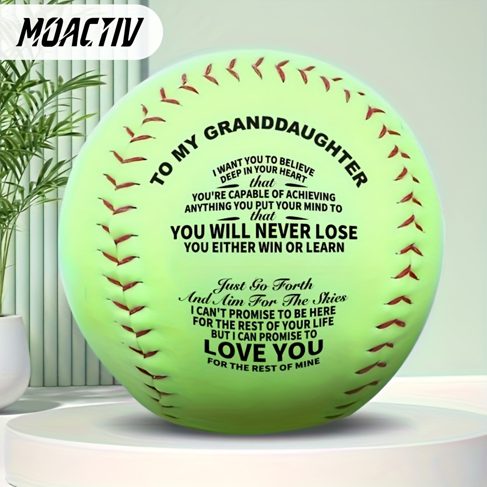 1pc Moactiv Softball For Granddaughter, Leather, Youth International Standard Size, Inspirational Message, For Birthday, Christmas, Holiday Gifts, Suitable For 14+
1pc Moactiv Softball For Granddaughter, Leather, Youth International Standard Size, Inspirational Message, For Birthday, Christmas, Holiday Gifts, Suitable For 14+