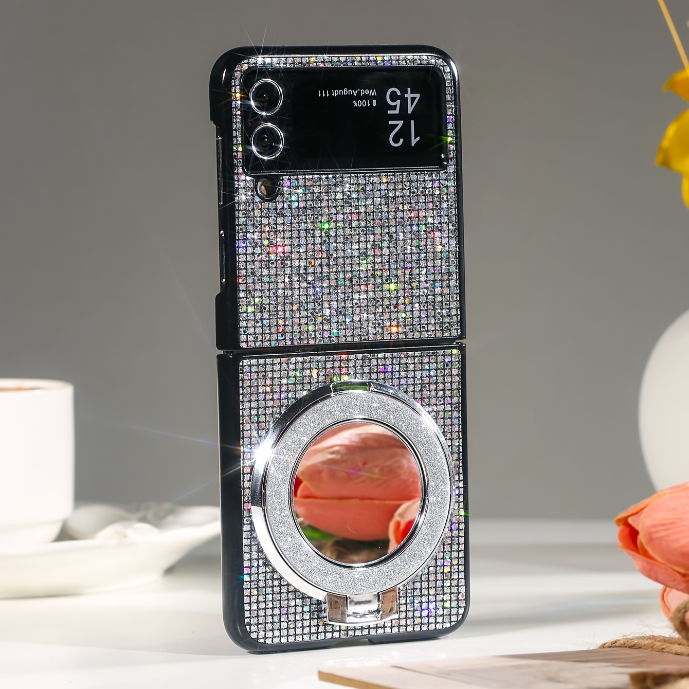 Glitter Sequin Pu Leather Mirror Holder Foldable Mobile Phone Case Compatible With 5g, 5g, 5g, 5g
Glitter Sequin Pu Leather Mirror Holder Foldable Mobile Phone Case Compatible With 5g, 5g, 5g, 5g