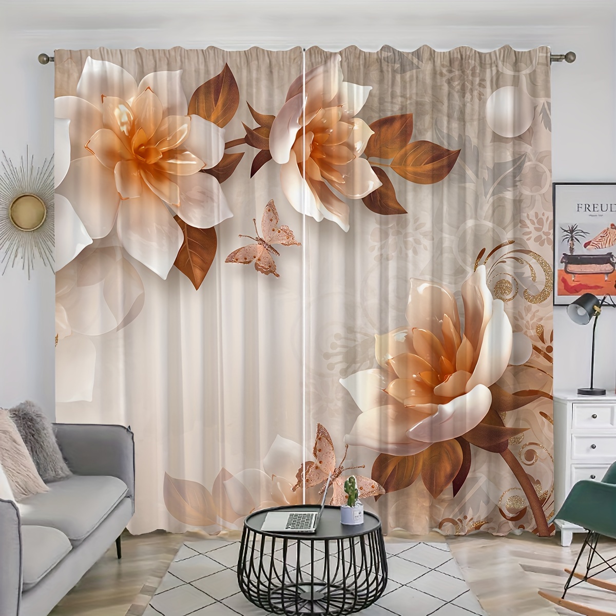 2pcs Flower Pattern Curtains, Decorative Window Drapes, Window Treatments For Bedroom Living Room, Home Decoration, Room Decoration
2pcs Flower Pattern Curtains, Decorative Window Drapes, Window Treatments For Bedroom Living Room, Home Decoration, Room Decoration