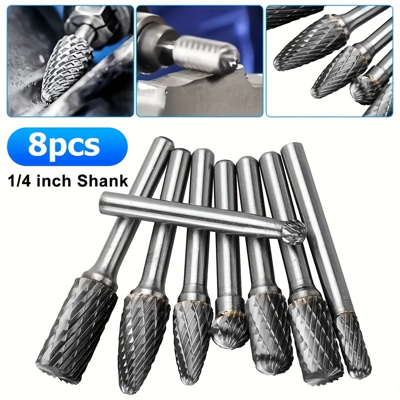 8pcs Carbide Burr Set, 1/4" Shank Die Grinder Bits, Rotary Tool Bits Files For Wood Grinding Deburring Trimming Polishing, With Sturdy Case
8pcs Carbide Burr Set, 1/4" Shank Die Grinder Bits, Rotary Tool Bits Files For Wood Grinding Deburring Trimming Polishing, With Sturdy Case