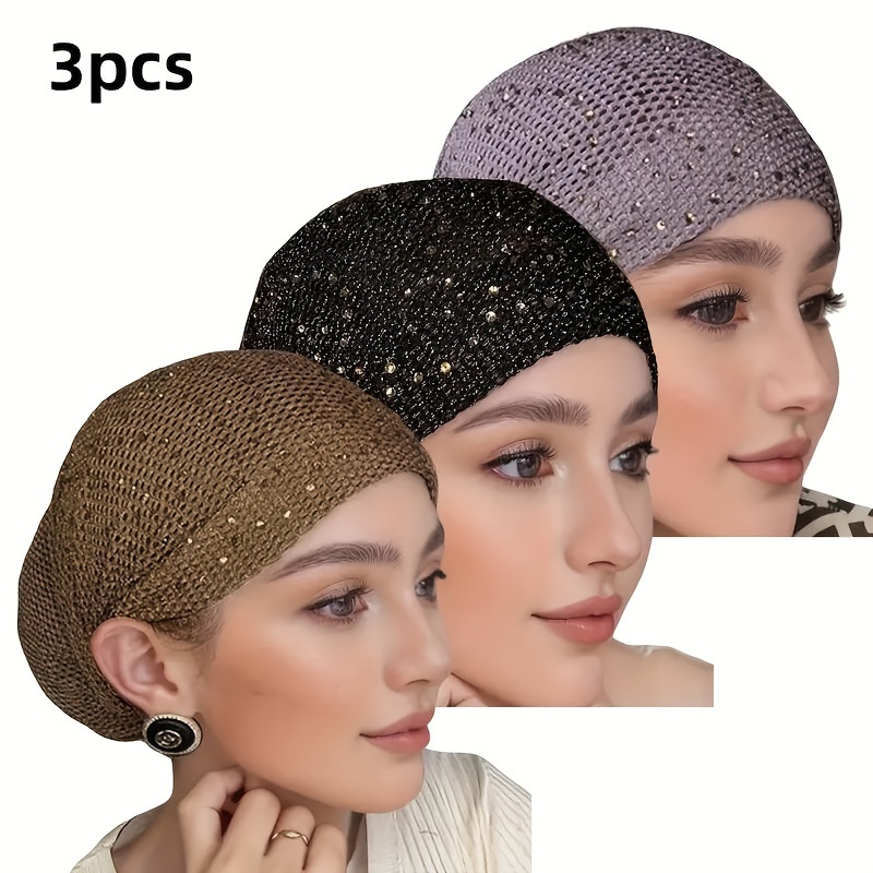 3-pack Woven Polyester Hair Cover Caps For Women, Breathable Solid Color Headwear With Closure, Suitable For Spring/fall Season And Holiday Themes
3-pack Woven Polyester Hair Cover Caps For Women, Breathable Solid Color Headwear With Closure, Suitable For Spring/fall Season And Holiday Themes