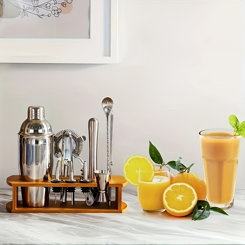 Juice Mixing Tool Set With Bracket (15pcs) | Juice Set Beverage Set, With All Basic Accessory Tools: Martini Shaker, Fixture, Filter, Spoon, , Pot | Silvery
Juice Mixing Tool Set With Bracket (15pcs) | Juice Set Beverage Set, With All Basic Accessory Tools: Martini Shaker, Fixture, Filter, Spoon, , Pot | Silvery