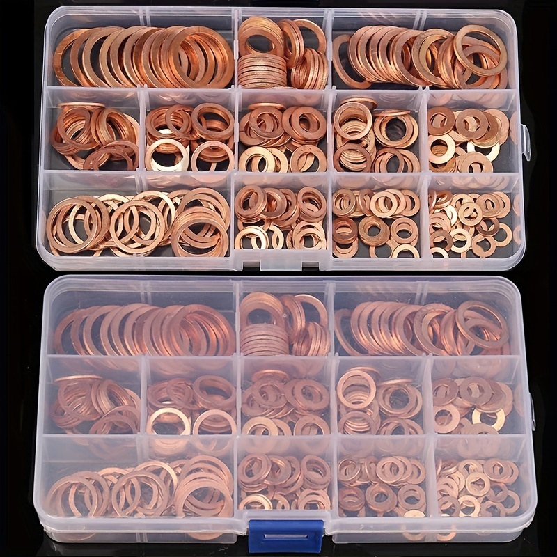 200/100pcs Solid Copper Washers Set, Gasket Sump Plug Oil Shim Flat Plain Spacer Washers For Boat Washer Flat Seal Ring Tool Hardware Accessories
200/100pcs Solid Copper Washers Set, Gasket Sump Plug Oil Shim Flat Plain Spacer Washers For Boat Washer Flat Seal Ring Tool Hardware Accessories