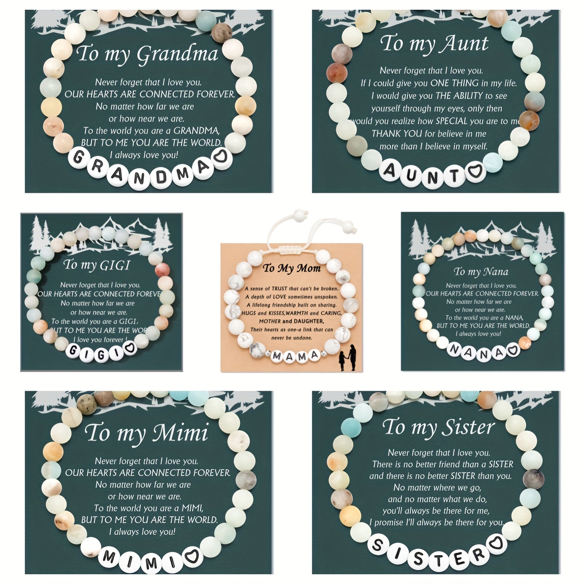 Family Affection Stone Bead Bracelet For Women – Personalized Message Beads For Grandma, Mom, Aunt, Mimi, Sister - Synthetic Stone, Simple Style, Daily & Gift Occasion, Christmas Holiday Season
Family Affection Stone Bead Bracelet For Women – Personalized Message Beads For Grandma, Mom, Aunt, Mimi, Sister - Synthetic Stone, Simple Style, Daily & Gift Occasion, Christmas Holiday Season