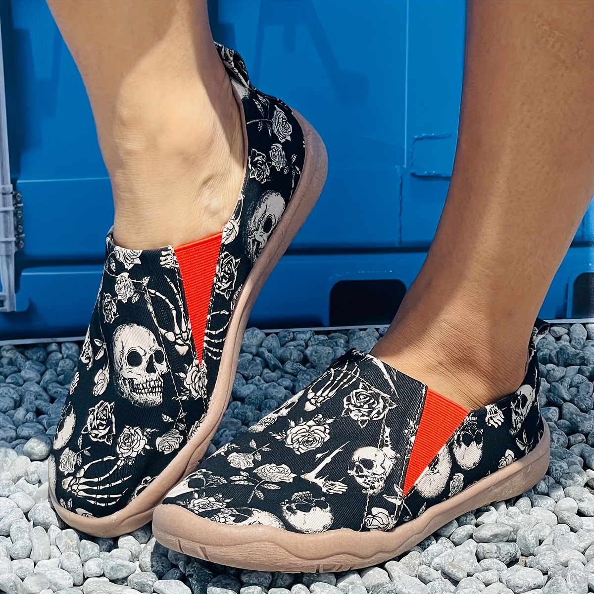 Women's Skull Pattern Flats, Ligwhetight Flat Slip On Walking Canvas Shoes, Low-top Travel Shoes Autumn
Women's Skull Pattern Flats, Ligwhetight Flat Slip On Walking Canvas Shoes, Low-top Travel Shoes Autumn