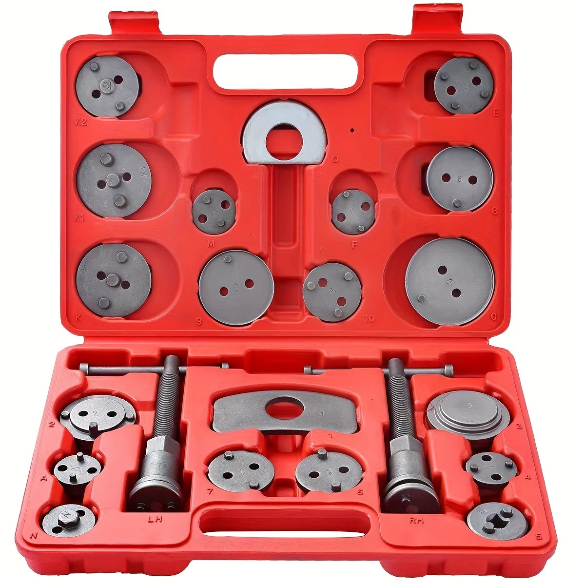 22pcs Heavy Caliper Piston Compressor Set, Universal Wind Back Repair Tool Kit For Car Brake Pad Replacement, Mechanics Hand Tools With Storage Case
22pcs Heavy Caliper Piston Compressor Set, Universal Wind Back Repair Tool Kit For Car Brake Pad Replacement, Mechanics Hand Tools With Storage Case
