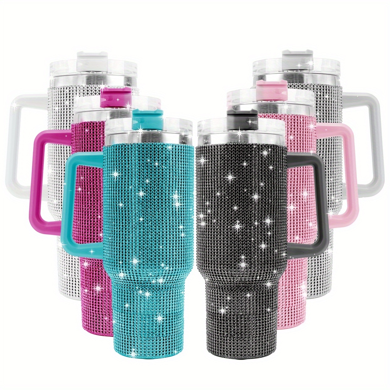 40 Oz Stainless Steel Diamond Bling Tumbler Insulated Travel Mug With Handle And Lid
40 Oz Stainless Steel Diamond Bling Tumbler Insulated Travel Mug With Handle And Lid