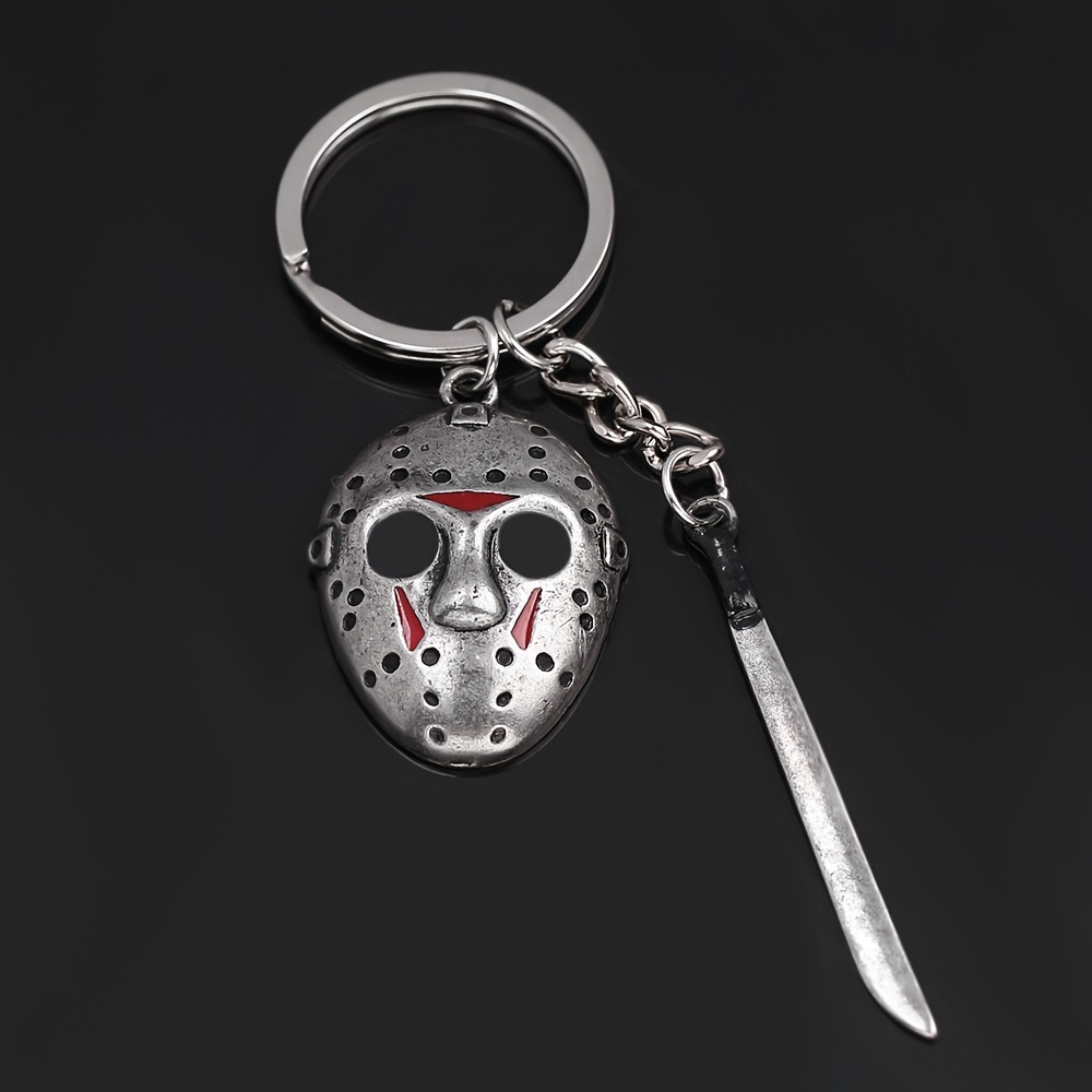 1pc Vintage Men's Keychain, Retro Mask & Knife Pendant, Cute Fashion Accessory, Washable & Dry , Black, Zinc Alloy, Unisex Key Ring For & Holiday Gifts
1pc Vintage Men's Keychain, Retro Mask & Knife Pendant, Cute Fashion Accessory, Washable & Dry , Black, Zinc Alloy, Unisex Key Ring For & Holiday Gifts