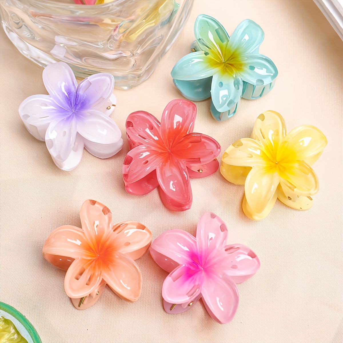 6pcs Of Jelly Colored Flower Shaped Hair Clips, Elegant And Cute Plastic Hair Clip Set - Floral Shark Hair Ornament
6pcs Of Jelly Colored Flower Shaped Hair Clips, Elegant And Cute Plastic Hair Clip Set - Floral Shark Hair Ornament