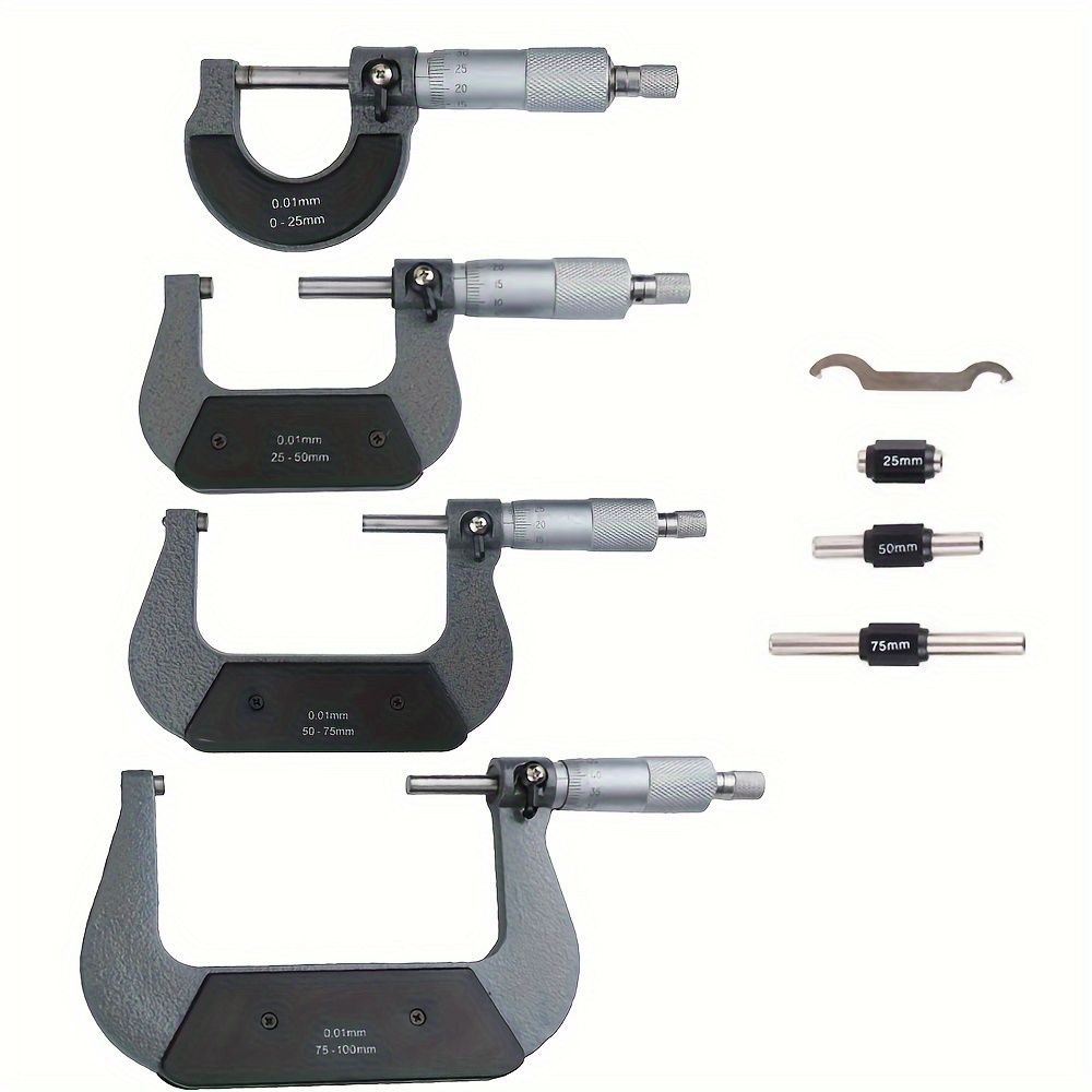 Outside Spiral Micrometer 0-25mm/ 25-50mm/ 50-75mm/ 75-100mm Accuracy 0.01mm Gauge Vernier Caliper Measuring Tools
Outside Spiral Micrometer 0-25mm/ 25-50mm/ 50-75mm/ 75-100mm Accuracy 0.01mm Gauge Vernier Caliper Measuring Tools