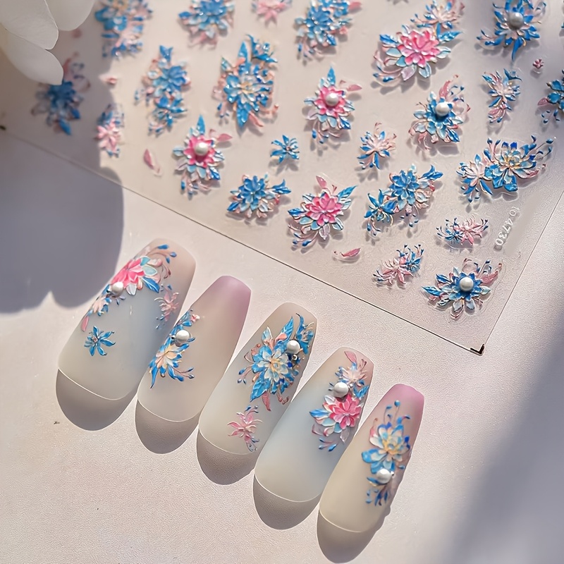 Vintage Floral Nail Art Stickers With Pearls - 5d Embossed, Self-adhesive Decals For Diy Manicure, Flowers, Pink
Vintage Floral Nail Art Stickers With Pearls - 5d Embossed, Self-adhesive Decals For Diy Manicure, Flowers, Pink