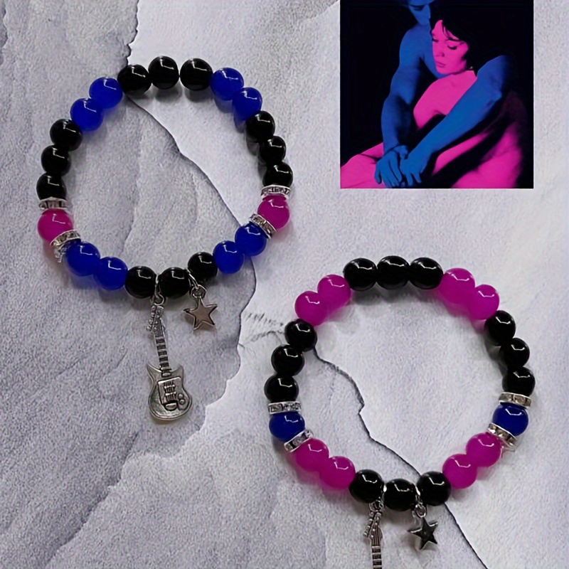 2pcs Fashionable Guitar Star Punk Natural Stone Beaded Bracelet Men Women Couple Music Festival Party
2pcs Fashionable Guitar Star Punk Natural Stone Beaded Bracelet Men Women Couple Music Festival Party