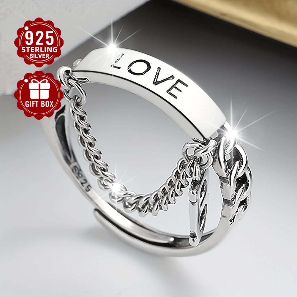 1pc Women's S925 Pure Silvery English Letter Love Tassel Chain B Opening Adjustable Ring Ins Simple Versatile Low-allergy Index Finger Ring About 2.8g
1pc Women's S925 Pure Silvery English Letter Love Tassel Chain B Opening Adjustable Ring Ins Simple Versatile Low-allergy Index Finger Ring About 2.8g