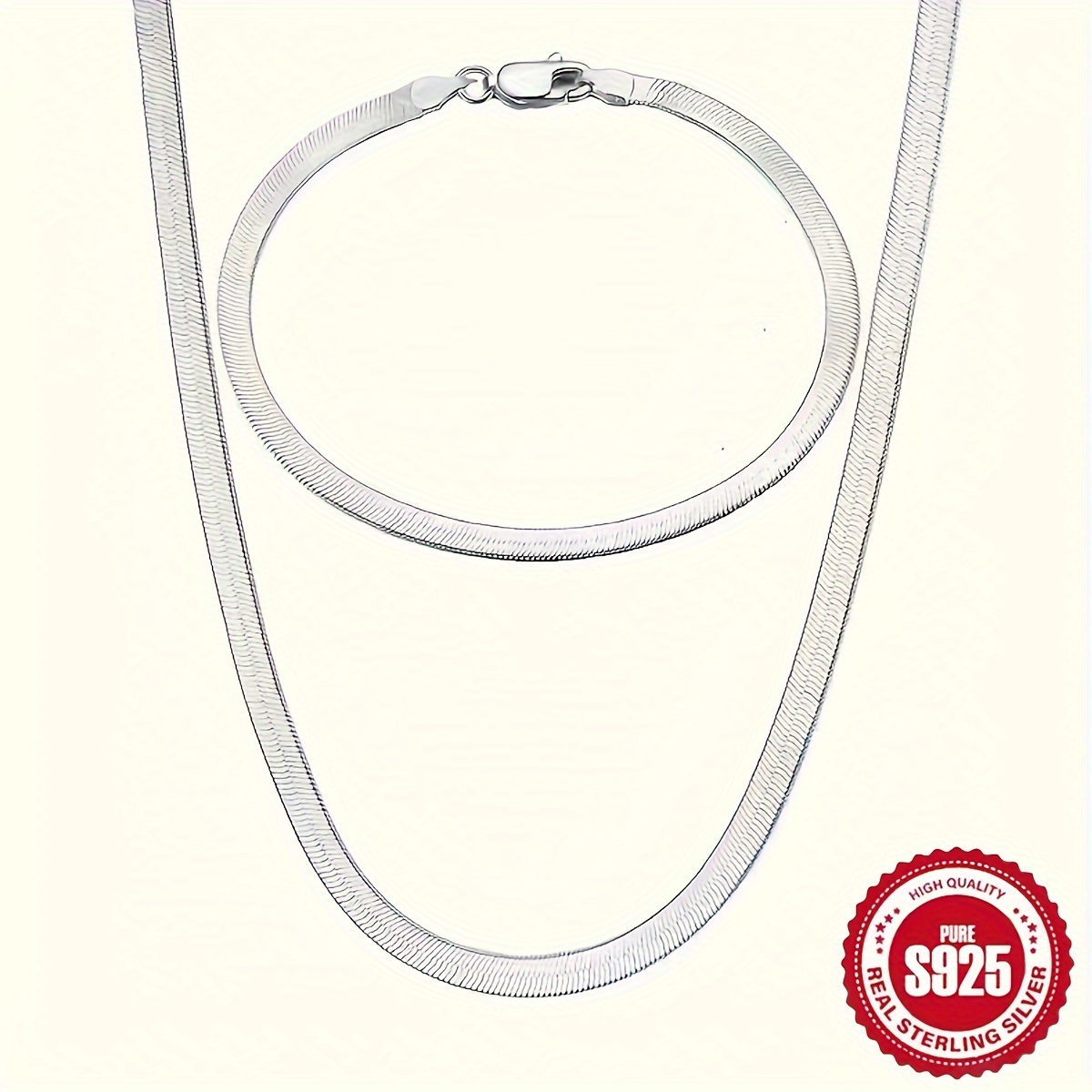 2pcs Necklace+bracelet 0.16inch Chain Width 925 Silver Plated Snake Bone Chain Men's And Women's Necklace Bracelet Jewelry
2pcs Necklace+bracelet 0.16inch Chain Width 925 Silver Plated Snake Bone Chain Men's And Women's Necklace Bracelet Jewelry