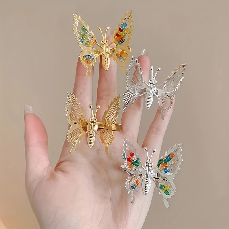 Elegant Alloy Butterfly Hair Clips Set Of 4, Cute Hollow 3d Butterfly Hair Accessories, Color Matching Oblong Shape, Christmas Festive Hairpins For Women
Elegant Alloy Butterfly Hair Clips Set Of 4, Cute Hollow 3d Butterfly Hair Accessories, Color Matching Oblong Shape, Christmas Festive Hairpins For Women