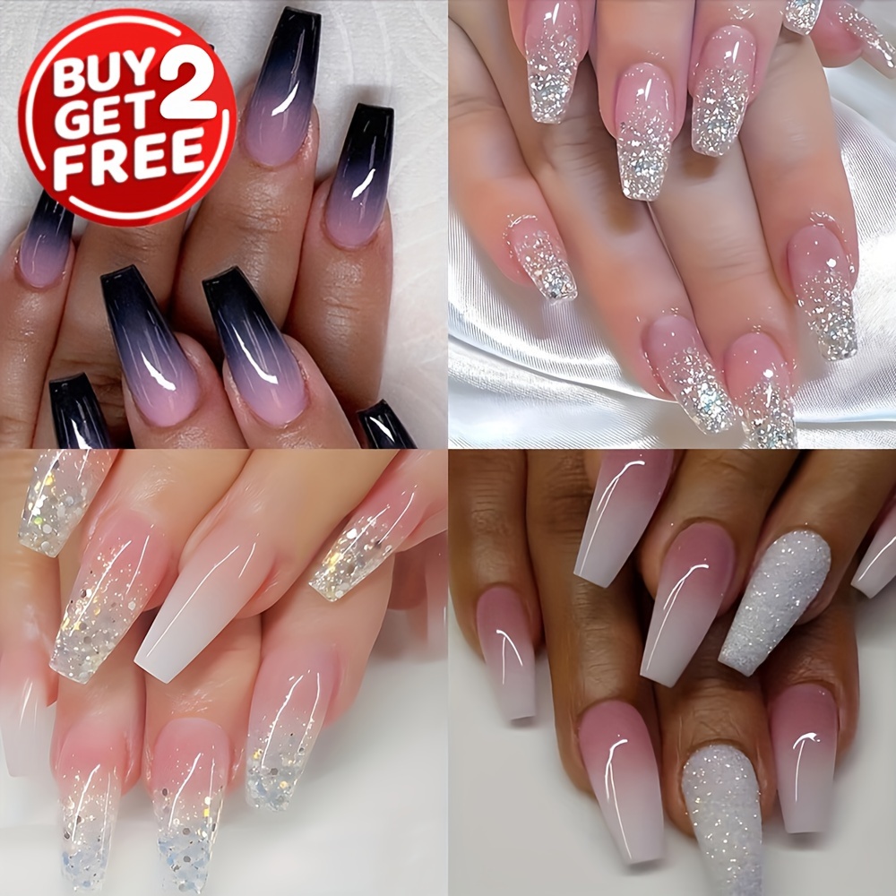 Set de 96 Ongles Press-On Brillants en de Cercueil - Longueur Moyenne, Dégradé Rose avec Accents Pailletés, Ongles de Style Français Réutilisables pour Femmes
Set de 96 Ongles Press-On Brillants en de Cercueil - Longueur Moyenne, Dégradé Rose avec Accents Pailletés, Ongles de Style Français Réutilisables pour Femmes
