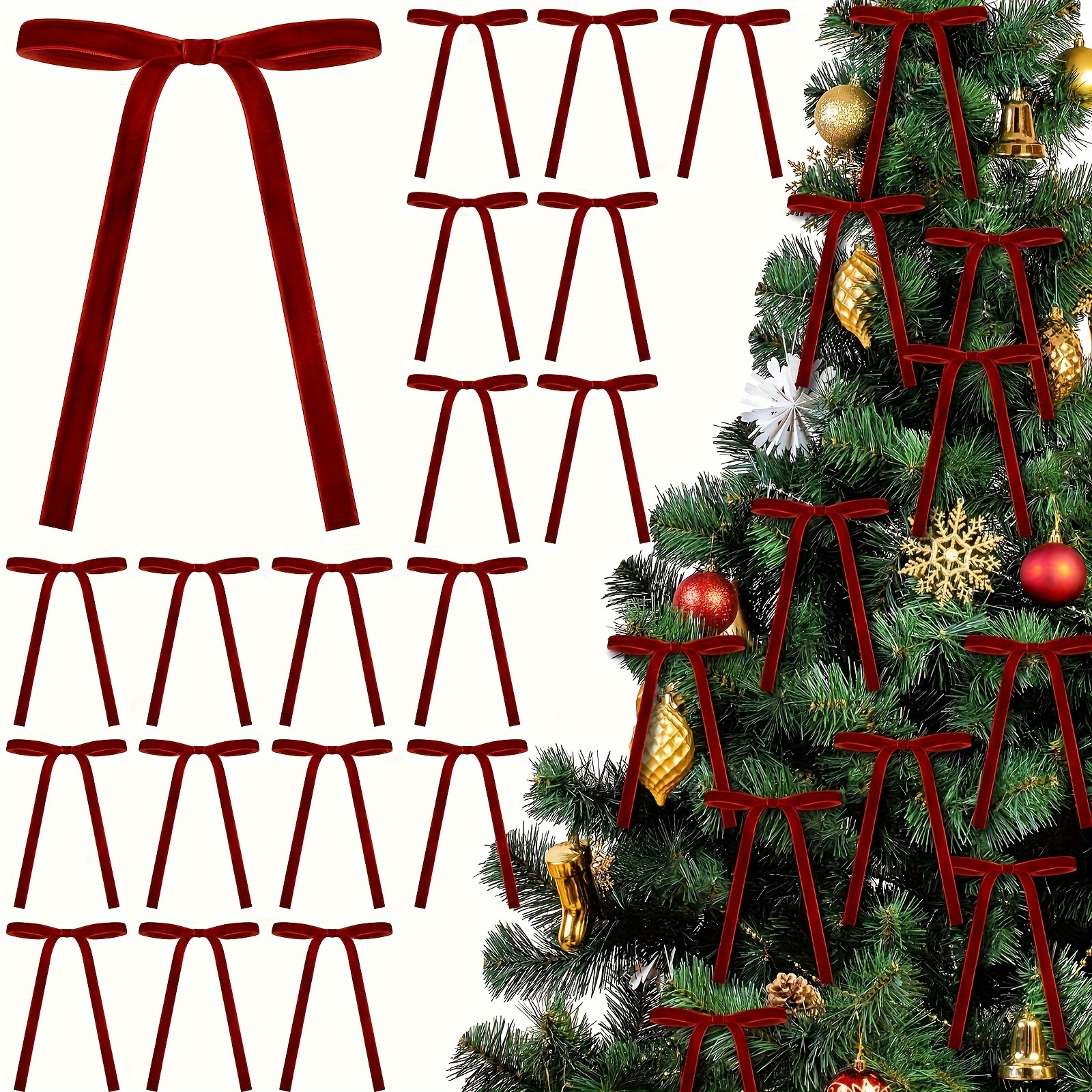 24pcs Red Bow & Set For Christmas Tree Decoration - Battery-free, Featherless Ornaments And Accessories
24pcs Red Bow & Set For Christmas Tree Decoration - Battery-free, Featherless Ornaments And Accessories