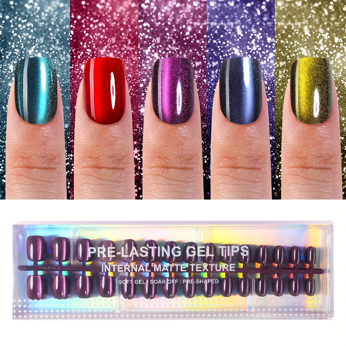 150pcs Acrylic Short Square Cat-eye False Nails, 5 Colors Of Fashionable Cat- False Nails Set, Suitable For Women And Girls, Nail Salons To Use False Nail Decoration
150pcs Acrylic Short Square Cat-eye False Nails, 5 Colors Of Fashionable Cat- False Nails Set, Suitable For Women And Girls, Nail Salons To Use False Nail Decoration