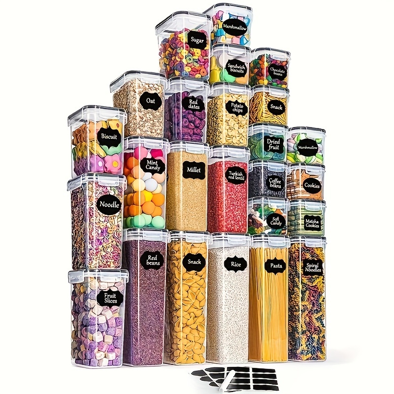 25 Pack Airtight Food Storage Containers With For Kitchen Pantry Organization And Storage, Bpa Free, Plastic Canister Set For Cereal, Pasta, Flour & Sugar - Spoon Set, Labels & Marker
25 Pack Airtight Food Storage Containers With For Kitchen Pantry Organization And Storage, Bpa Free, Plastic Canister Set For Cereal, Pasta, Flour & Sugar - Spoon Set, Labels & Marker