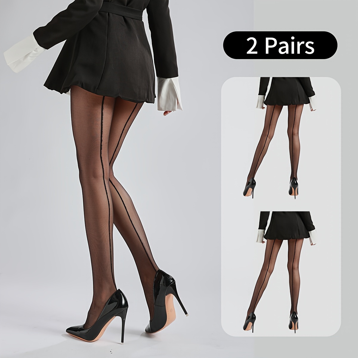 2 Pcs Women's Semi Sheer Tights, Sexy Seam Show Ultra-thin Slimming Stretchy Pantyhose
2 Pcs Women's Semi Sheer Tights, Sexy Seam Show Ultra-thin Slimming Stretchy Pantyhose