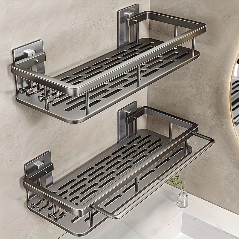 2-pack Rustproof Polished Metal Shower Caddy, Wall-mounted Double Layer Bathroom Organizer For Shampoo And Conditioner, No-drill Storage Shelf
2-pack Rustproof Polished Metal Shower Caddy, Wall-mounted Double Layer Bathroom Organizer For Shampoo And Conditioner, No-drill Storage Shelf