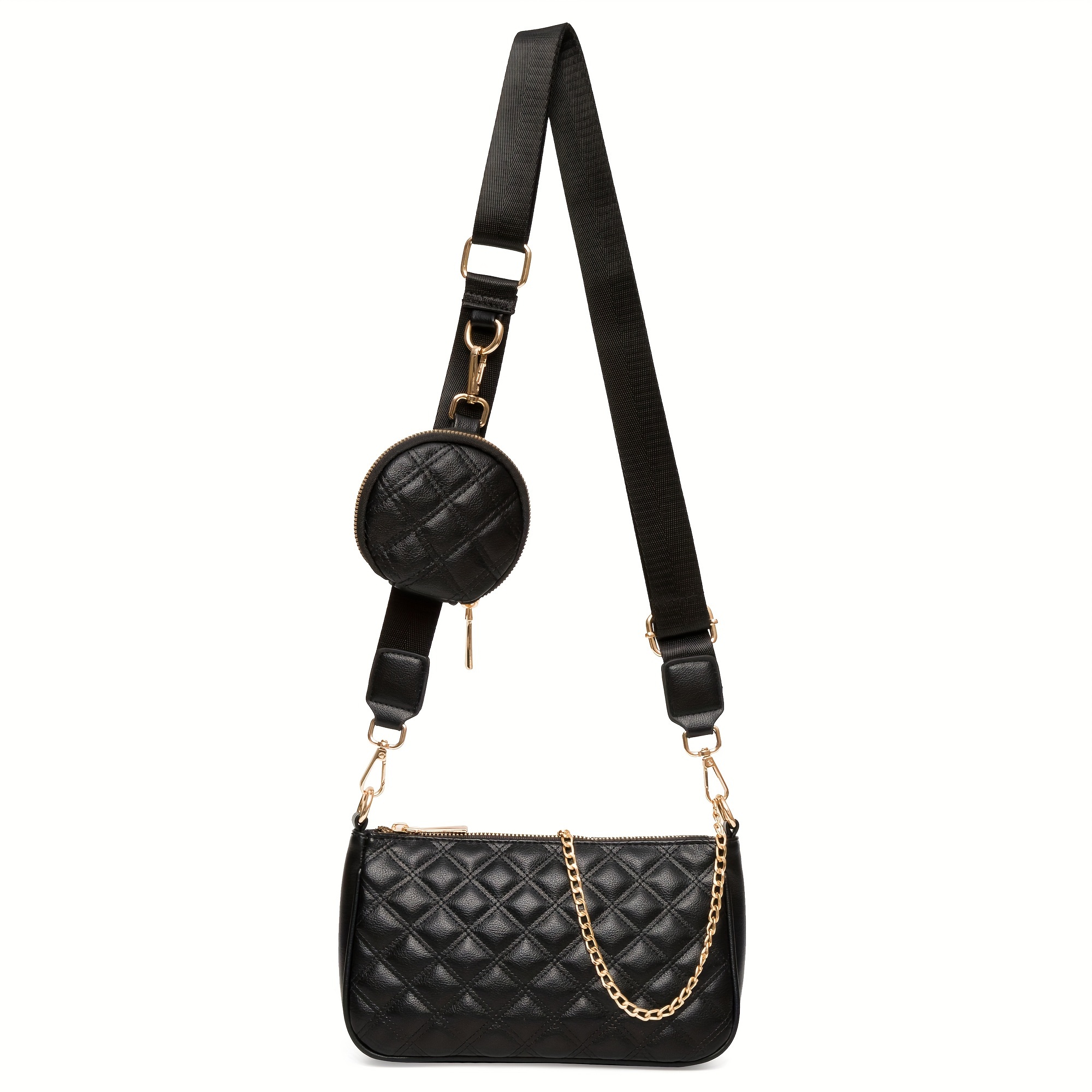 Quilted Small Crossbody Bag For Women, Trendy Design Shoulder Side Handbag Clutch With Coin Purse & Chain Strap
Quilted Small Crossbody Bag For Women, Trendy Design Shoulder Side Handbag Clutch With Coin Purse & Chain Strap