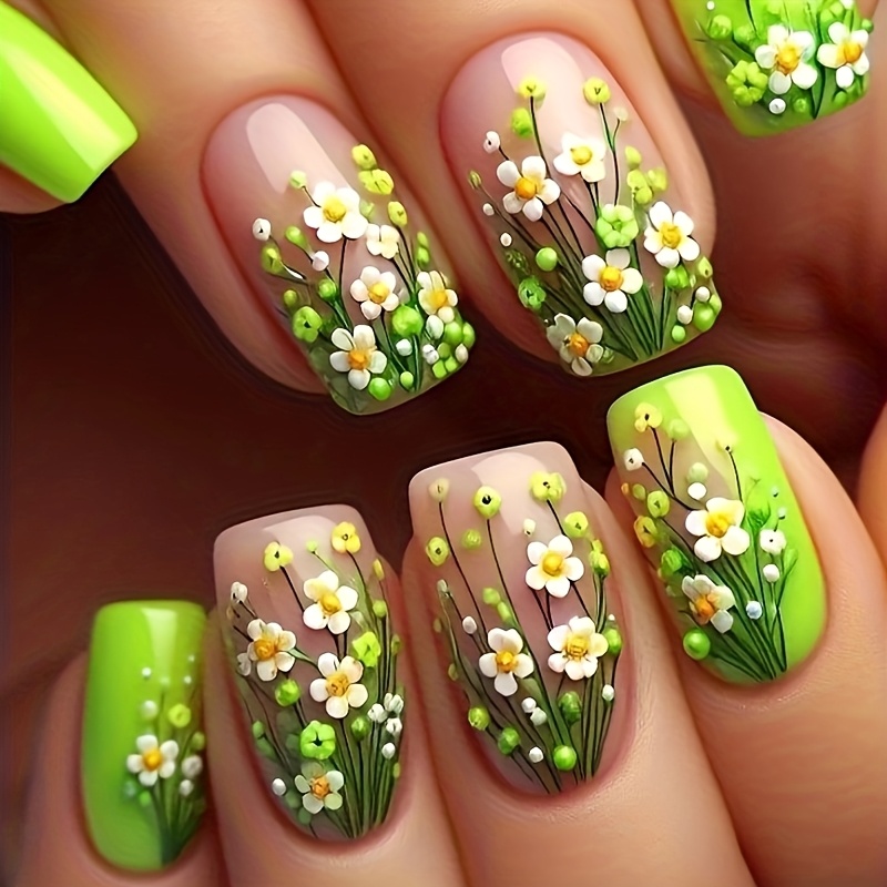 24pcs Spring Floral Press-on Nails, Short Square Shape, With Patterns, Removable Fake Nail Tips Set
24pcs Spring Floral Press-on Nails, Short Square Shape, With Patterns, Removable Fake Nail Tips Set