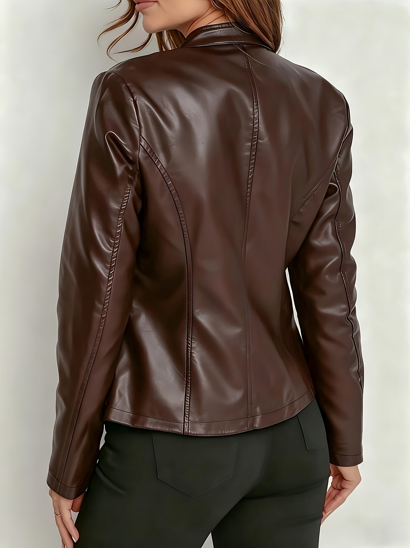 fff1ac26 6749 4667 ade7 cb4265083533 Women's Elegant PU Jacket - 2025 New Style Women's Jacket Outerwear - Full Zip Long Sleeve Motorcycle Biker Jacket for Women, Spring, Autumn, Winter Outerwear, Suitable for Casual and Formal Wear, Durable, Structured Fit, Stand Collar