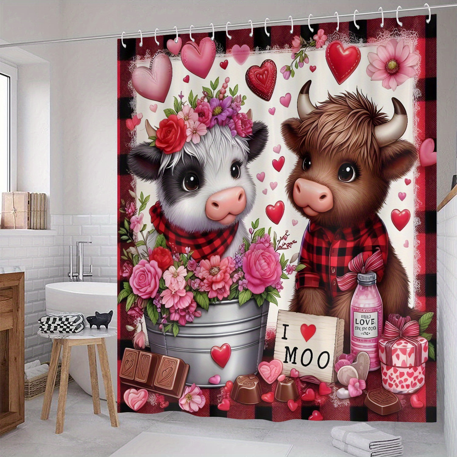 & Bowknot Shower Curtain Set - Waterproof Polyester, Includes Hooks, Christmas & Valentine's Day Decor, 70.87x70.87in
& Bowknot Shower Curtain Set - Waterproof Polyester, Includes Hooks, Christmas & Valentine's Day Decor, 70.87x70.87in