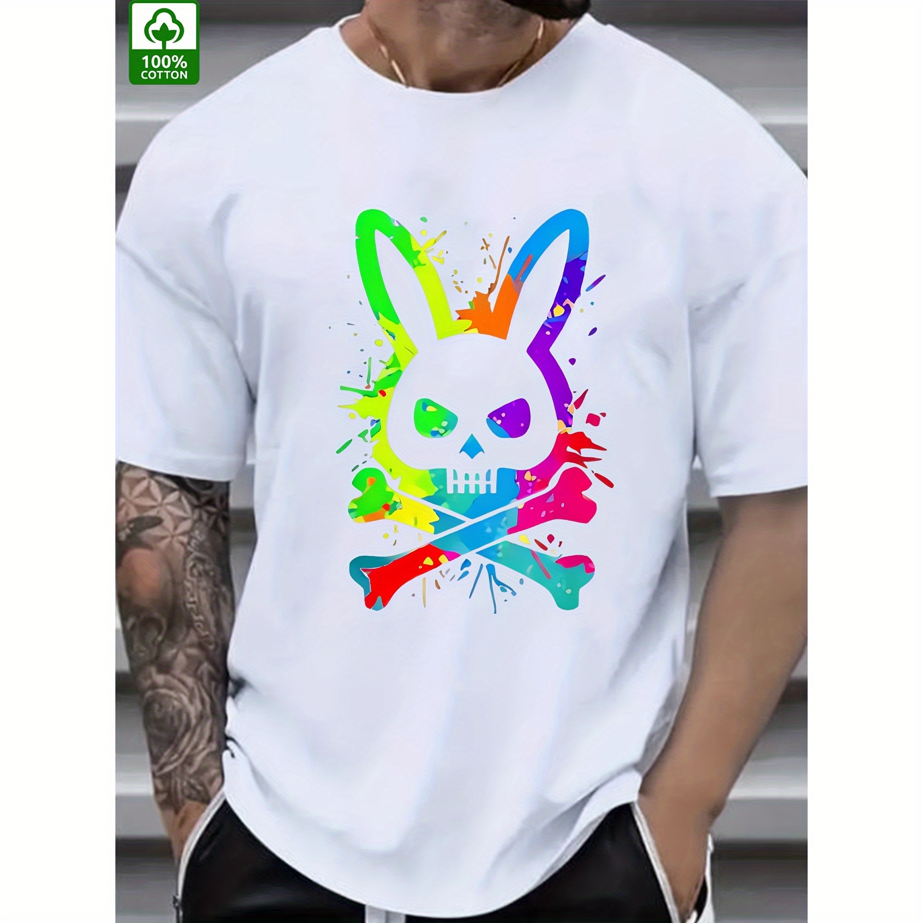 Men's Cotton Graphic T-shirt With Skull Rabbit Print – Soft, Breathable, And Stylish For Outdoor Summer Wear
Men's Cotton Graphic T-shirt With Skull Rabbit Print – Soft, Breathable, And Stylish For Outdoor Summer Wear