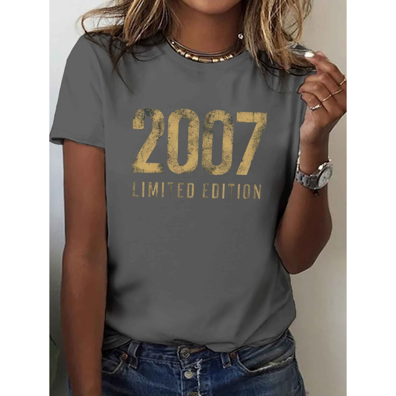 T-shirt 2007, à manches courtes, col rond, décontracté, pour l'été et , vêtements pour femmes
T-shirt 2007, à manches courtes, col rond, décontracté, pour l'été et , vêtements pour femmes