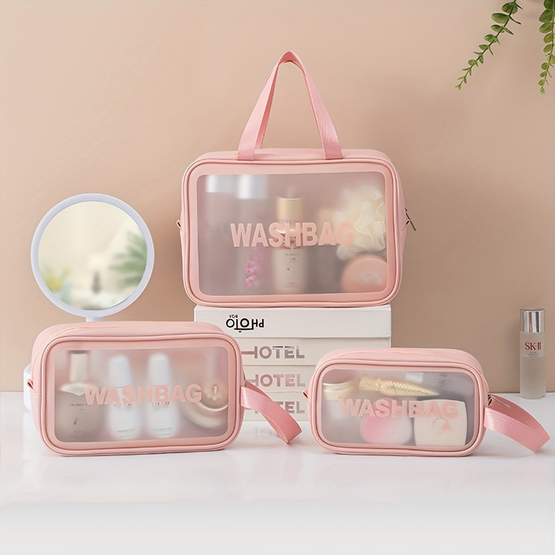 3pcs/set Transparent Handbag Travel Bag, Waterproof Cosmetic Bag, Large Capacity Cosmetic Bag, Portable Travel Bag
3pcs/set Transparent Handbag Travel Bag, Waterproof Cosmetic Bag, Large Capacity Cosmetic Bag, Portable Travel Bag