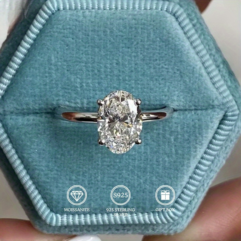 Exquisite 925 Sterling Silver Oval Moissanite Ring, 1/2/3 Carat, 1.4g/1.7g/2.2g - Banquet, Party, Holiday, Birthday, Wedding, Anniversary Gift
Exquisite 925 Sterling Silver Oval Moissanite Ring, 1/2/3 Carat, 1.4g/1.7g/2.2g - Banquet, Party, Holiday, Birthday, Wedding, Anniversary Gift