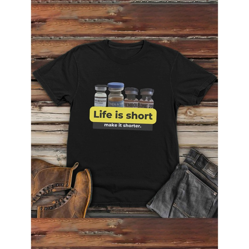 Short, Shorter" Men's Casual T-shirt - Breathable Polyester, Crew Neck, Short Sleeve, Summer Top
Short, Shorter" Men's Casual T-shirt - Breathable Polyester, Crew Neck, Short Sleeve, Summer Top