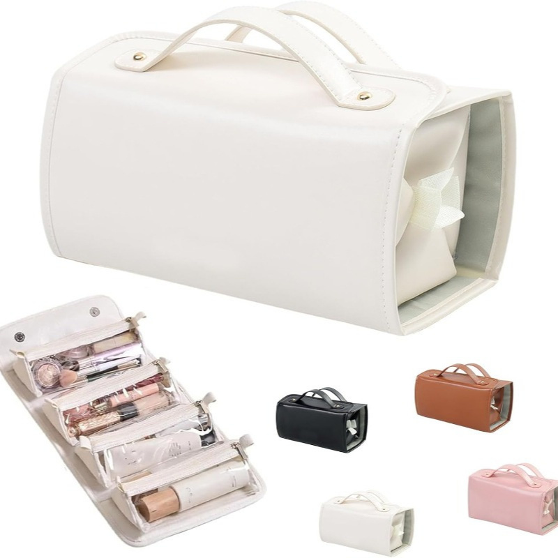 Portable Makeup Bag, Leather Waterproof Makeup Bag, Detachable Roll Up Travel Makeup And Wash Bag
Portable Makeup Bag, Leather Waterproof Makeup Bag, Detachable Roll Up Travel Makeup And Wash Bag