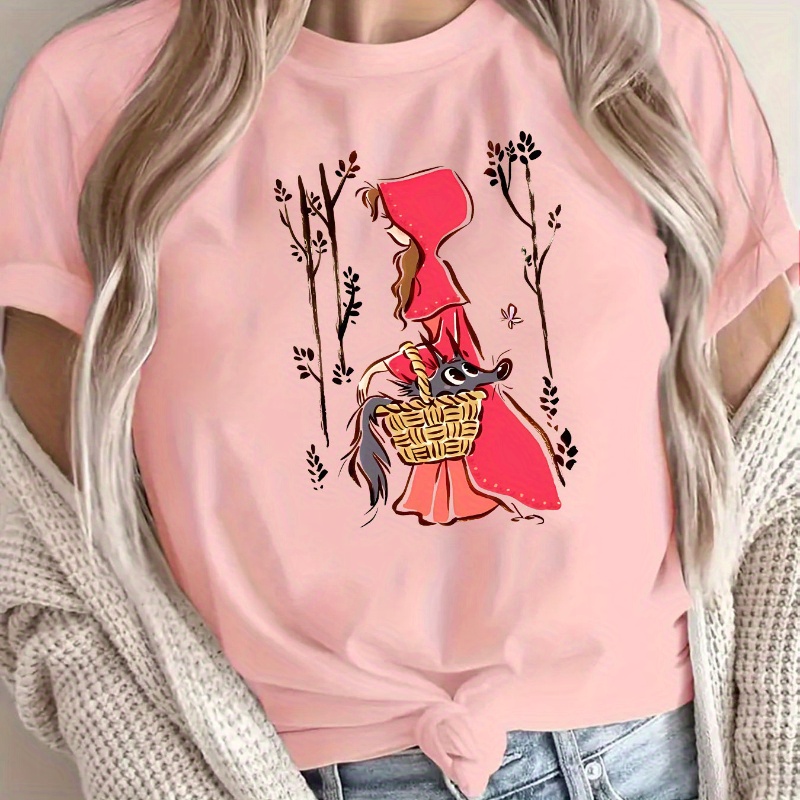 Chic & Wolf Cartoon Print Women's T-shirt - Casual Crew Neck, Short Sleeve, Polyester , Machine Washable - Wear
Chic & Wolf Cartoon Print Women's T-shirt - Casual Crew Neck, Short Sleeve, Polyester , Machine Washable - Wear