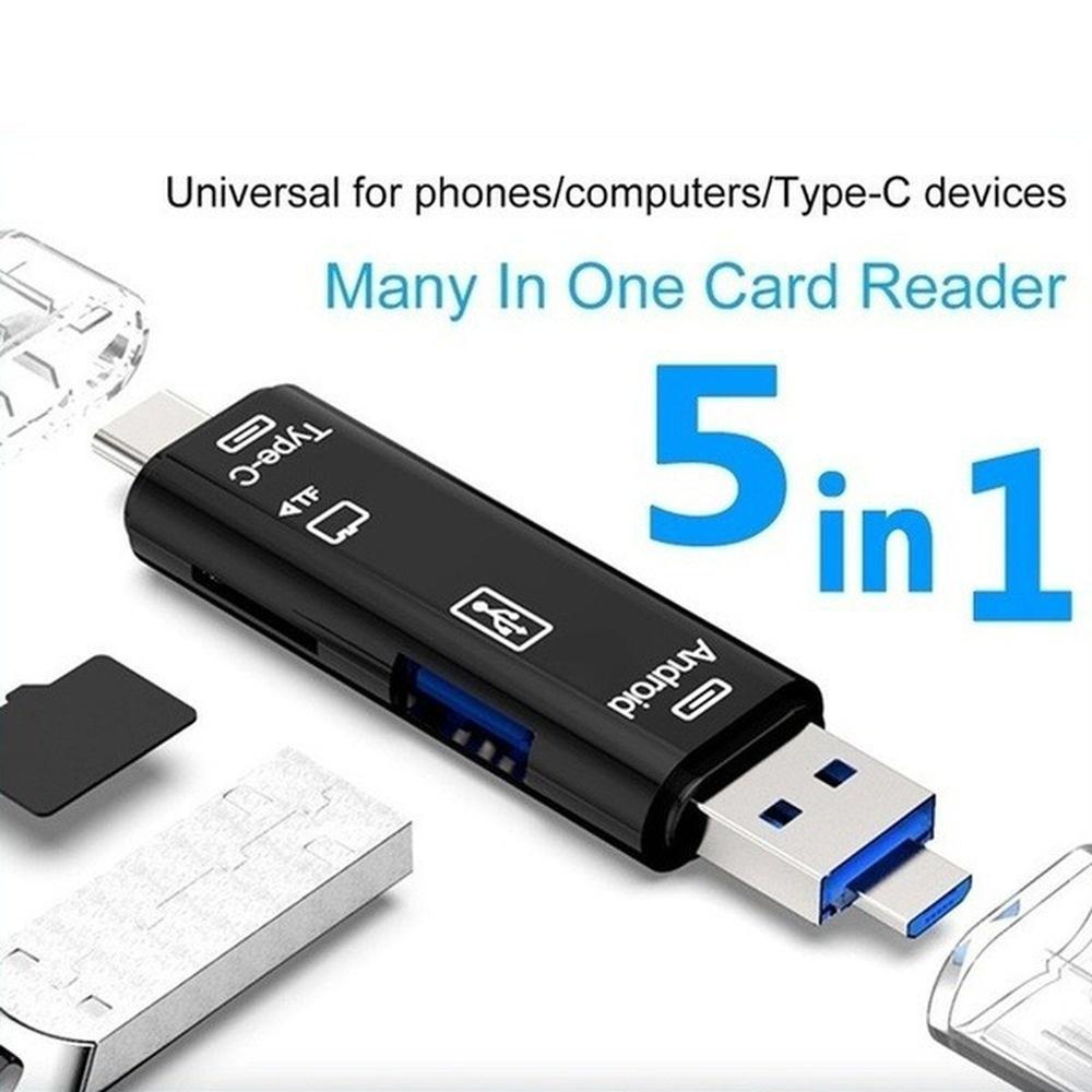 

5 In 1 Multifunction Usb Type C/usb/micro Usb/tf Memory Card Reader Otg Card Reader Adapter, Card Reader Adapter