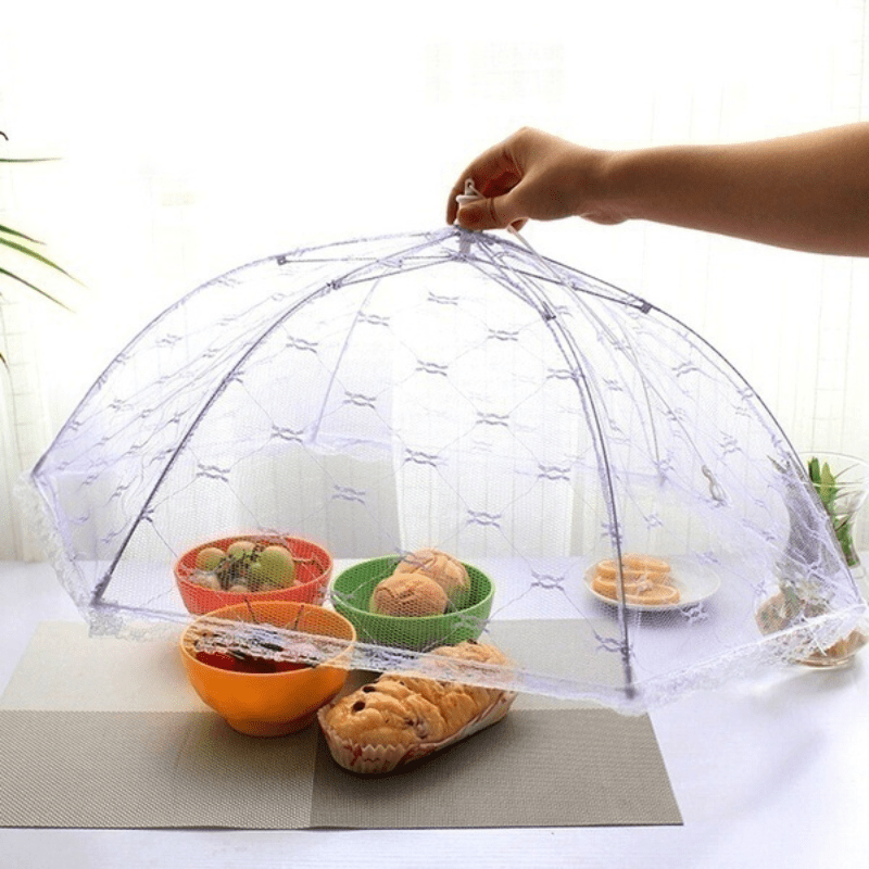 

1pc Food Dome Cover, Protect Tent, Portable Umbrella Style Food Cover, Anti Mosquito Meal Cover, Lace Table Home Using Food Cover, Camping Storage Containers, Kitchen Gadgets, Cooking Tools
