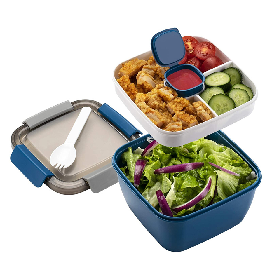 

1pc Versatile Portable Lunch Box For Outdoor Adventures, School, And Work - Keep Your Food Fresh And Organized With This Bento Box And Salad Bowl Combo