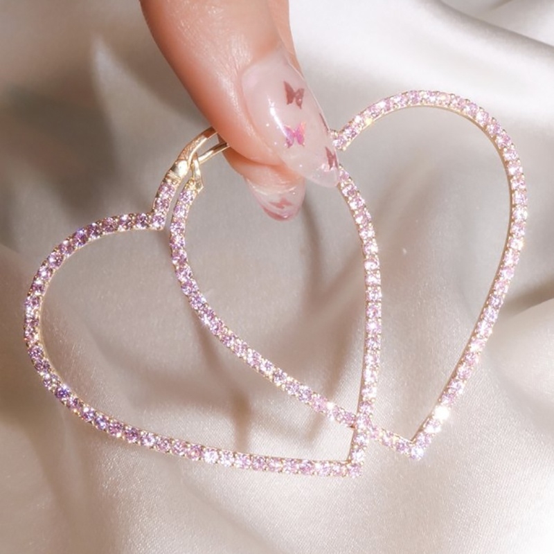 Hollow Heart Shape With Pink Shiny Zircon Decor Hoop Earrings Elegant Minimalist Style Alloy Jewelry Gift For Lovers
Hollow Heart Shape With Pink Shiny Zircon Decor Hoop Earrings Elegant Minimalist Style Alloy Jewelry Gift For Lovers