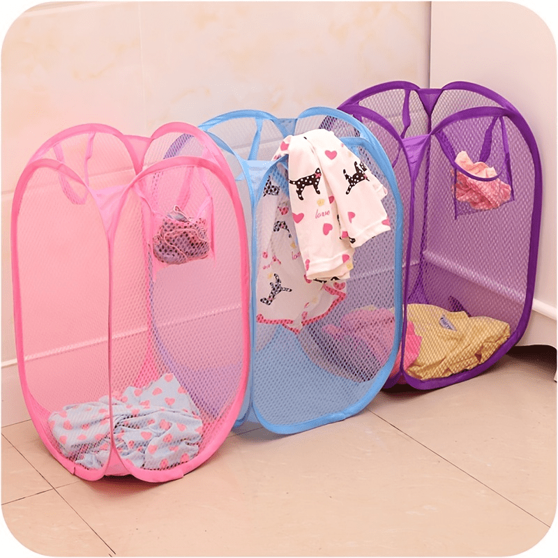 

1pc Pop-up Mesh Laundry Basket, Collapsible Portable Clothes Washing Laundry Hamper, Foldable Dirty Clothes Storage Basket, Home Socks Underwear Toys Sundries Storage Basket