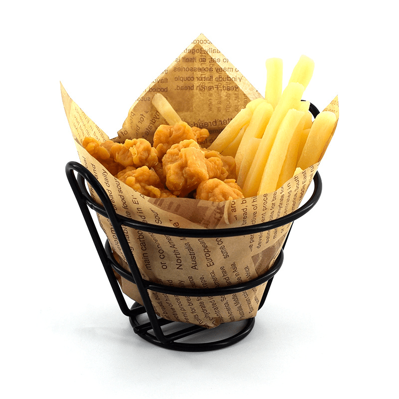 Black Carbon Steel Fried Chicken Snack Fries Basket Creative Small Cutlery Fried Food Sub Container Snack Basket For Restaurant/bakery
Black Carbon Steel Fried Chicken Snack Fries Basket Creative Small Cutlery Fried Food Sub Container Snack Basket For Restaurant/bakery