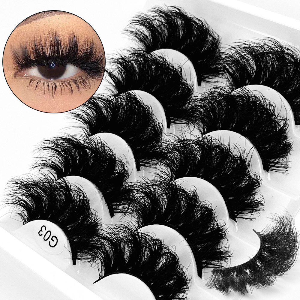 

5 Pairs Faux Mink Lashes Dramatic Volume Thick Lashes Extension Fluffy Long Lasting Wispy Natural False Eyelashes For Stage Cosplay Party Makeup Use