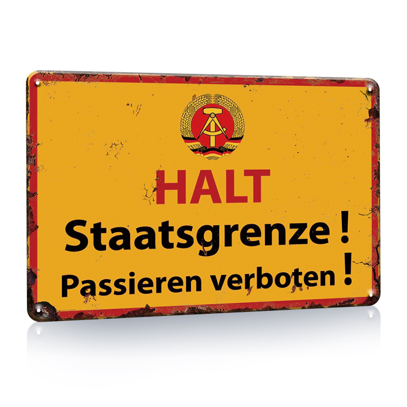 1pc Warning Halt Staatsgrenze Passieren Verboten Sign, German Language Decor, Wall Vintgae Retro Plaque Wall Art Decor, Garage Decor, Room Decor, Street Decor, Wall Decor, (8''x12''/20cm*30cm)
1pc Warning Halt Staatsgrenze Passieren Verboten Sign, German Language Decor, Wall Vintgae Retro Plaque Wall Art Decor, Garage Decor, Room Decor, Street Decor, Wall Decor, (8''x12''/20cm*30cm)