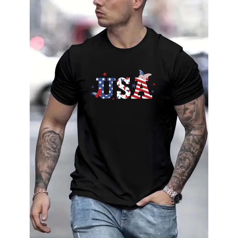 Creative Usa Print Men's T-shirt For Summer Outdoor, Casual Male Clothing, Gift For Men
Creative Usa Print Men's T-shirt For Summer Outdoor, Casual Male Clothing, Gift For Men