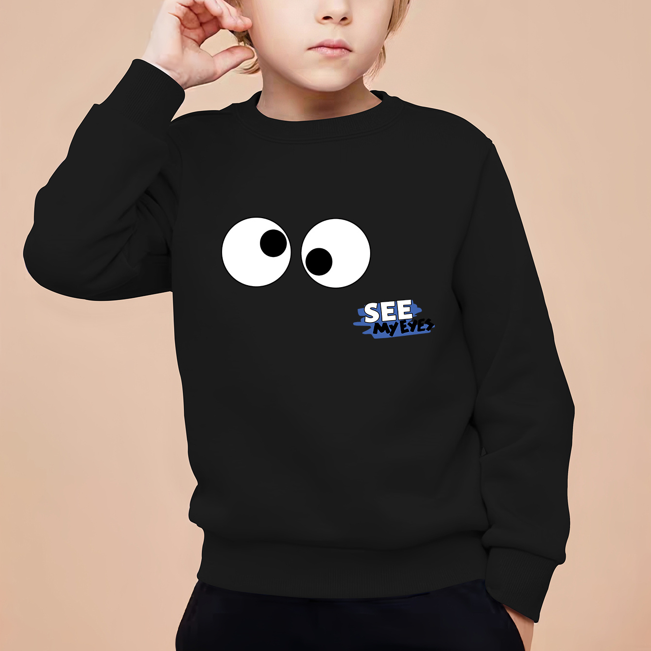 Cartoon Eyes Print Boys Casual Creative Pullover Sweatshirt, Long Sleeve Crew Neck Tops, Kids Clothes Outdoor
Cartoon Eyes Print Boys Casual Creative Pullover Sweatshirt, Long Sleeve Crew Neck Tops, Kids Clothes Outdoor