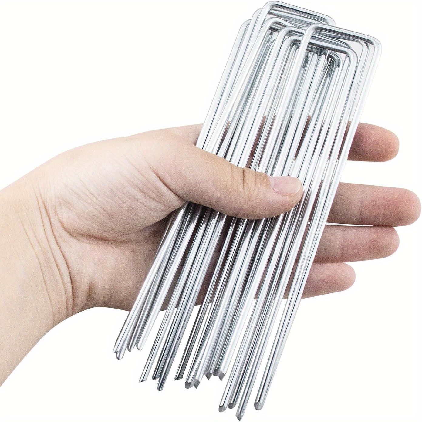 50pcs/20pcs/10pcs, 3.94in/5.90in/7.87in Φ2.5mm Gauge Galvanized Steel Garden Stakes Staples Securing Pegs For Securing Fabric Landscape Fabric Netting & Camping Tents Stakes
50pcs/20pcs/10pcs, 3.94in/5.90in/7.87in Φ2.5mm Gauge Galvanized Steel Garden Stakes Staples Securing Pegs For Securing Fabric Landscape Fabric Netting & Camping Tents Stakes