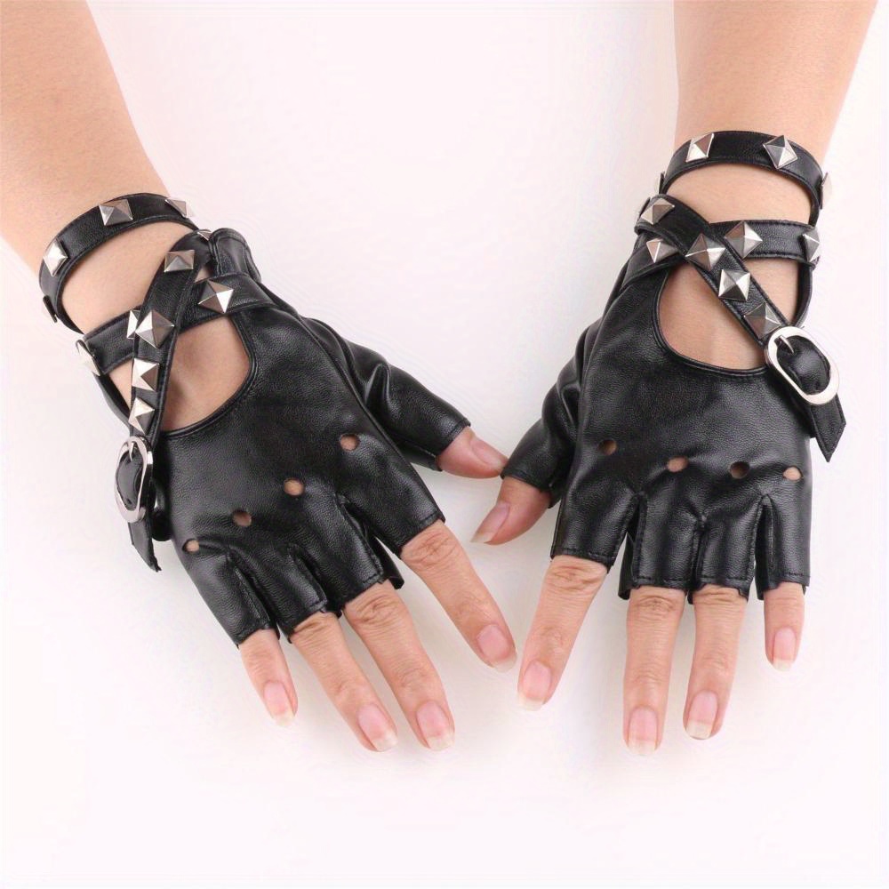 Gants de Conduite Doigts en PU avec Rivets Cool, Sexy pour Danse Disco, Rock and Roll, Noir Punk
Gants de Conduite Doigts en PU avec Rivets Cool, Sexy pour Danse Disco, Rock and Roll, Noir Punk
