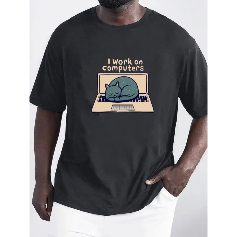 I Work On Computers Print T Shirt, Tees For Men, Casual Short Sleeve T-shirt For Summer
I Work On Computers Print T Shirt, Tees For Men, Casual Short Sleeve T-shirt For Summer