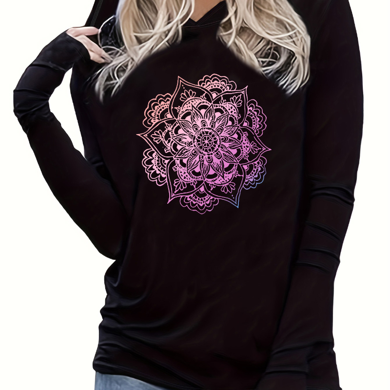 Floral Graphic Print Hooded T-shirt, Casual Long Sleeve Top For Spring & Fall, Women's Clothing
Floral Graphic Print Hooded T-shirt, Casual Long Sleeve Top For Spring & Fall, Women's Clothing
